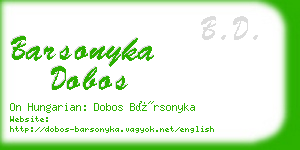 barsonyka dobos business card